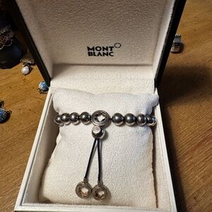 Montblanc Silver and Black Beaded Bracelet